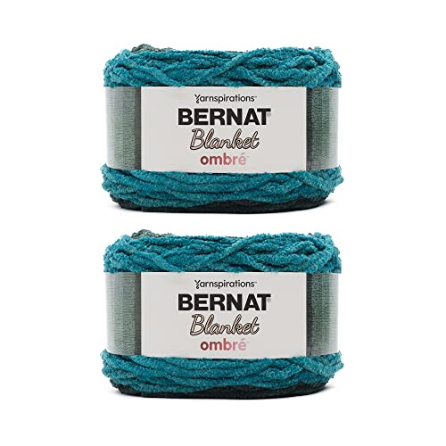 Bernat Blanket Ombre Ocean Teal Ombre Garn – 2 Packungen mit 300 g – Polyester – 6 super sperrig – 220 Meter – Stricken, Häkeln und Basteln, grobes Chenille-Garn von Bernat