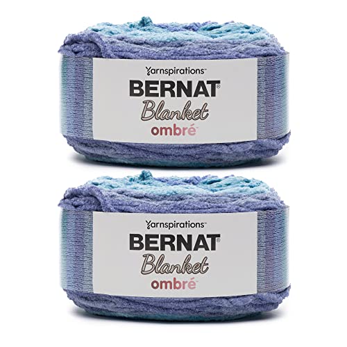 Bernat Blanket Ombre Shaded Blue Ombre Garn – 2 Packungen mit 300 g – Polyester – 6 super sperrig – 220 Meter – Stricken, Häkeln und Basteln, grobes Chenille-Garn von Bernat
