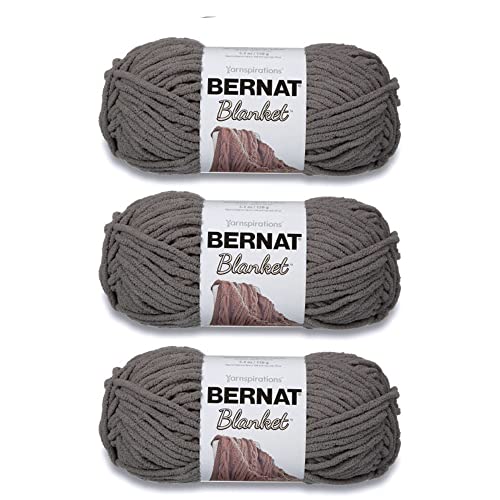 Bernat Decke dunkelgraues Garn – 3 Stück 150 g – Polyester – 6 super sperrig – 90 m – Stricken, Häkeln, Basteln und Amigurumi, grobes Chenille-Garn von Bernat