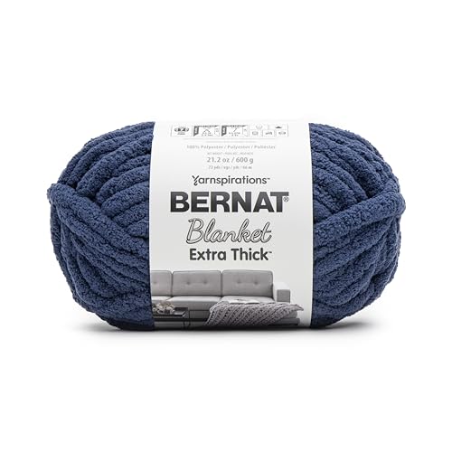 Bernat Deckengarn extra dick, marineblau, 1 Packung mit 598,74 g, 100% Polyester, #7 Jumbo, 70 Meter zum Stricken, Häkeln, Basteln und Amigurumi, grobes Chenille-Garn Bernat Deckengarn extra dick, marineblau, 1 Packung mit 598,74 g, 100% Polyester, #7 Jumbo, 70 Meter zum Stricken, Häkeln, Basteln und Amigurumi, grobes Chenille-Garn von Bernat