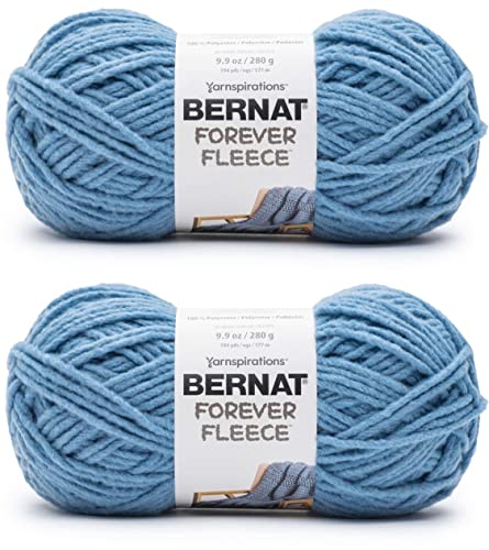 Bernat Forever Fleece Ball Point Blue Garn – 2 Packungen mit 280 g – Polyester – 6 super sperrig – 190 Meter – Stricken, Häkeln und Basteln von Bernat