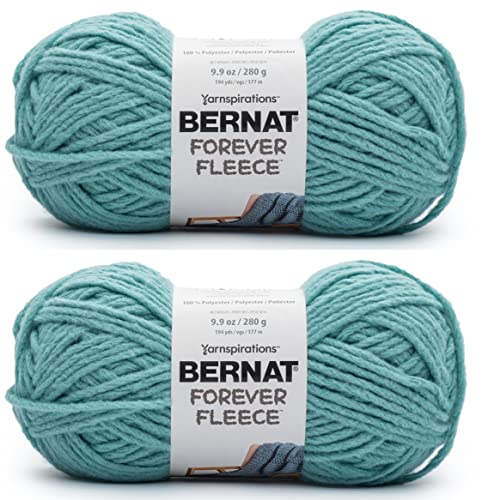Bernat Forever Fleece Blue Teal Garn – 2 Packungen mit 280 g – Polyester – 6 super sperrig – 190 Meter – Stricken, Häkeln und Basteln von Bernat