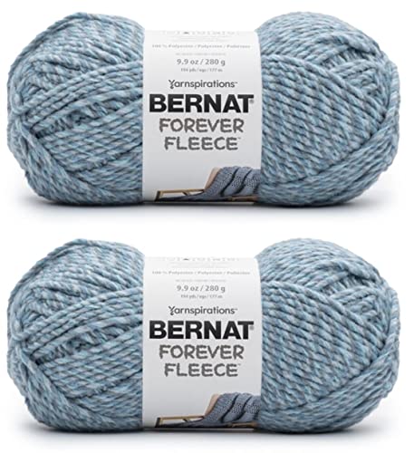 Bernat Forever Fleece Blue Wave Garn – 2 Packungen mit 280 g – Polyester – 6 super sperrig – 190 Meter – Stricken, Häkeln und Basteln von Bernat