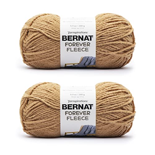 Bernat Forever Fleece Garn, 6 Super Bulky, Polyester, Stricken, Häkeln, 280 g, 177 m, Bergamotte (Gelb), 2 Stück von Bernat
