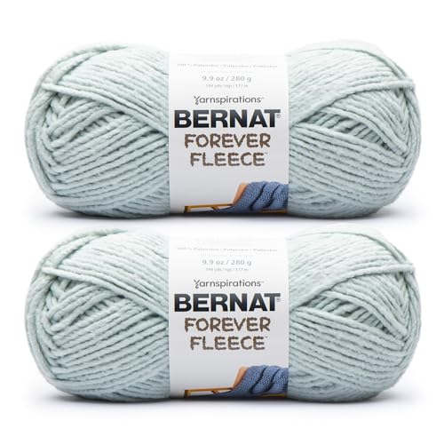 Bernat Forever Fleece Garn, Polyester, Stricken, Häkeln, 280 g, 177 m, Salbei (Blau), 2 Stück von Bernat