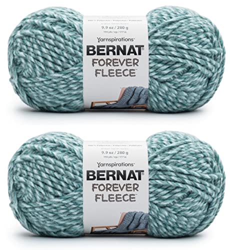 Bernat Forever Fleece Leisure Teal Garn, 2 Packungen mit 280 g, Polyester, 6 super sperrig, 190 Meter – Stricken, Häkeln und Basteln von Bernat