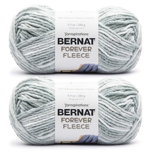 Bernat Forever Fleece Teebaum-Garn, 2 Stück, 280 g, 100% Polyester, #6 Super Bulky, 190 Meter – Stricken/Häkeln von Bernat