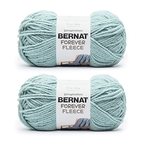 Bernat Forever Fleece dunkles Eukalyptus-Garn, 2 Packungen mit 280 g, Polyester, 6 super sperrig, 190 Meter – Stricken, Häkeln und Basteln von Bernat