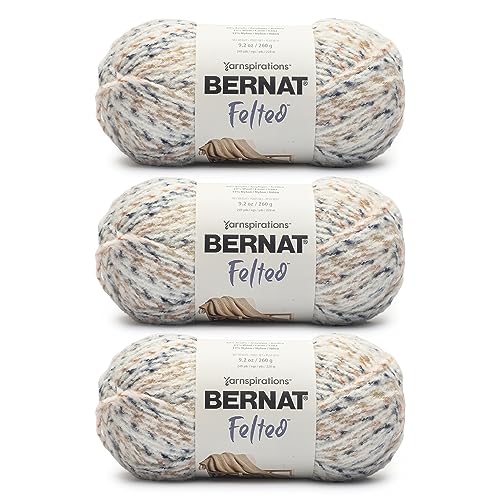 Bernat Gefilztes Ecru Fleck Garn – 3 Stück 260 g – Mischfaser – #6 Super Bulky – 220 Meter – Stricken, Häkeln und Basteln von Bernat