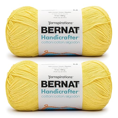 Bernat Handicrafter Cotton BB Sunshine Garn – 2 Packungen mit 400 g – Baumwolle – #4 Kammgarn (mittel) – 700 Meter – Stricken, Häkeln und Basteln von Bernat