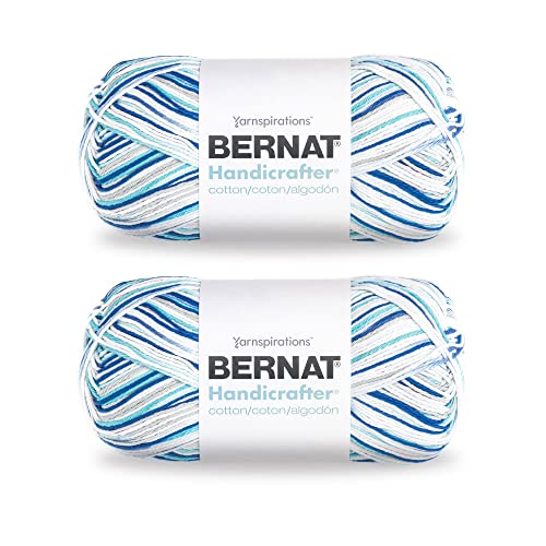 Bernat Handicrafter Cotton Big Ball Anchors Away Garn – 2 Packungen mit 340 g – Baumwolle – 4 Medium (Kammgarn) – 608 Meter – Stricken, Häkeln und Basteln von Bernat