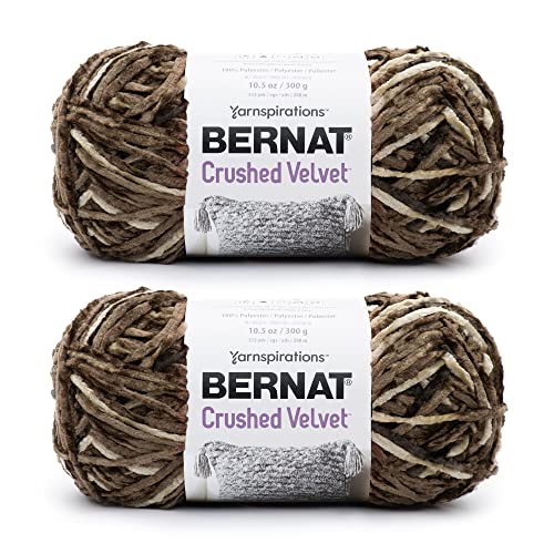 Bernat Knautschsamt Kaffee-Garn – 2 Packungen mit 300 g – Polyester – 5 sperrig – 300 Meter – Stricken/Häkeln von Bernat