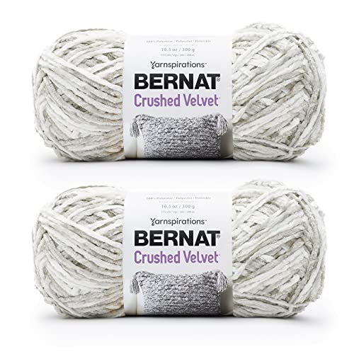 Bernat Knautschsamt weißes Garn – 2 Packungen mit 300 g – Polyester – 5 sperrig – 300 Meter – Stricken/Häkeln von Bernat