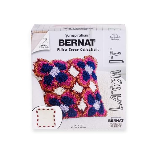 Bernat Latch It Kit - Fleece-Kissenbezug, Blütenblatt-Pop-Motiv von Bernat
