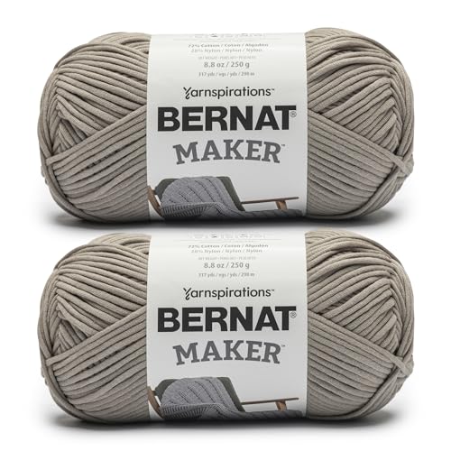 Bernat Maker-Garn, Clay, 2 Stück, 250 g, 72% Baumwolle, 28% Nylon, #5 Bulky, 290 m, zum Stricken, Häkeln und Amigurumi Bernat Maker-Garn, Clay, 2 Stück, 250 g, 72% Baumwolle, 28% Nylon, #5 Bulky, 290 m, zum Stricken, Häkeln und Amigurumi von Bernat