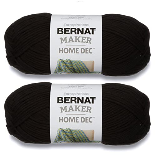 Bernat Maker Home Dec Schwarzes Garn - 2 Pack Für Anfänger - Baumwoll- Und Nylonmischung - Stärke #5 Sperriges Zum Stricken, Häkeln, Basteln & Amigurumi von Bernat