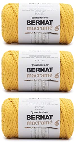 Bernat Makramee-Garn – 3 Stück 250 g – Baumwolle – #6 Super Bulky – Stricken/Häkeln von Bernat