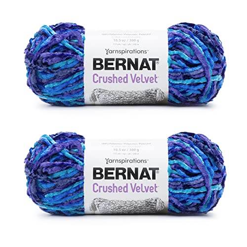 Bernat Knautschsamt Blue Brilliance Garn – 2 Packungen mit 300 g – Polyester – 5 sperrig – 300 Meter – Stricken/Häkeln von Bernat