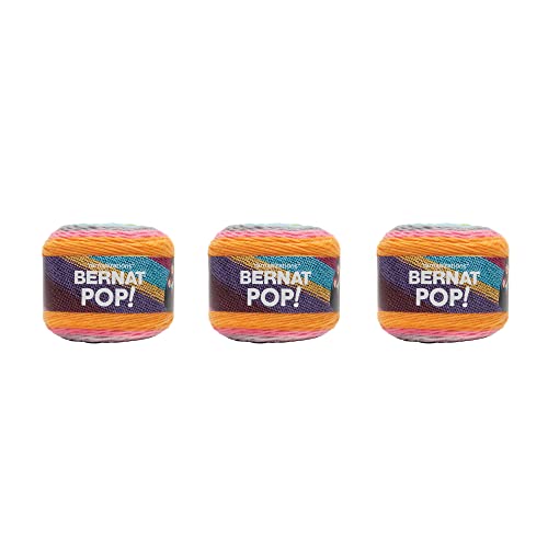 Bernat Pop Pop Art Garn – 3 Packungen mit 141 g – Acryl – 4 Medium (Kamm) – 280 Meter – Stricken/Häkeln von Bernat