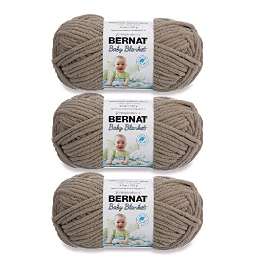 Bernat Sandgarn für Babydecke, 3 Stück, 100 g, Polyester, 6 super sperrig, 72 m – Stricken, Häkeln, Basteln und Amigurumi, grobes Chenille-Garn von Bernat