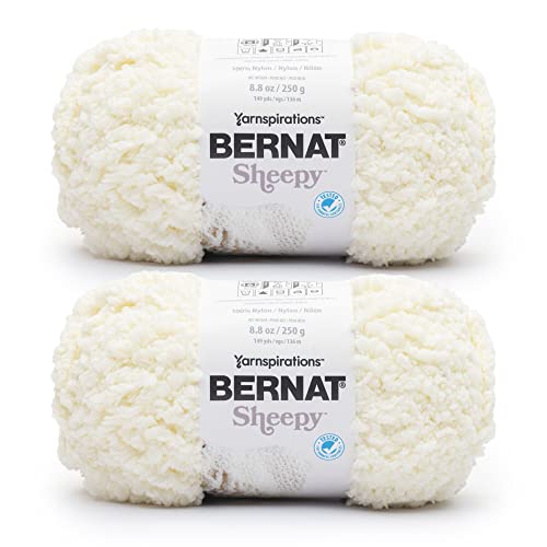 Bernat Sheepy Cotton Tail Garn – 2 Packungen mit 250 g – Nylon – 6 super sperrig – 149 Meter – Stricken, Häkeln und Basteln von Bernat