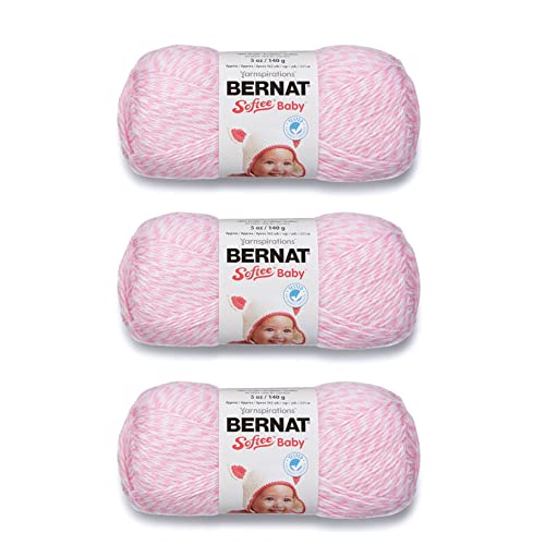 Bernat Softee Baby Baby Pink Marl Garn – 3 Packungen mit 141 g – Acryl – 3 DK (hell) – 362 m – Stricken/Häkeln von Bernat