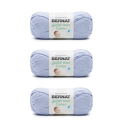 Bernat Softee Baby-Baumwollgarn, helles Periwinkle – 3 Packungen mit 120 g – Mischung – 3 DK (leicht) – 220 m – Stricken/Häkeln von Bernat