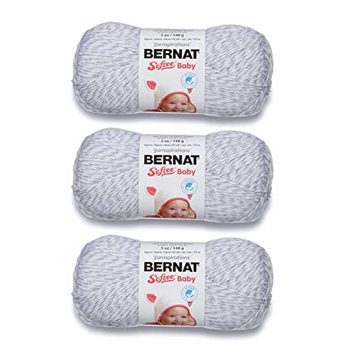 Bernat Softee Baby Grau meliertes Garn – 3 Packungen mit 141 g – Acryl – 3 DK (hell) – 362 m – Stricken/Häkeln von Bernat