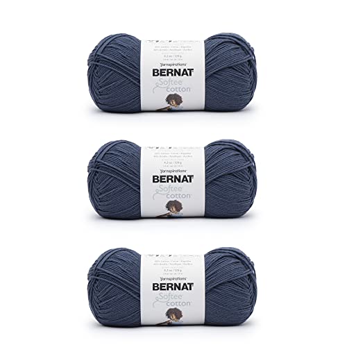 Bernat Softee Cotton Seaside Blue Garn – 3 Packungen mit 120 g – Nylon – 3 DK (leicht) – 220 m – Stricken, Häkeln und Basteln von Bernat