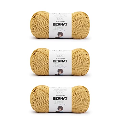 Bernat Softee Cotton Golden Garn – 3 Stück 120 g – Nylon – 3 DK (leicht) – 220 Meter – Stricken, Häkeln und Basteln von Bernat