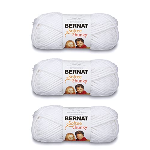 Bernat Softee Chunky 3er-Pack Garn, 80 g, super sperrig, 6 Gauge – Weiß – maschinenwaschbar und trocknergeeignet von Bernat