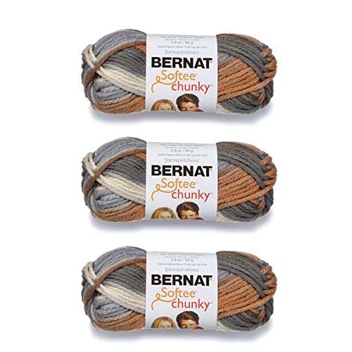 Bernat Softee Chunky Stillness Garn – 3 Packungen mit 80 g – Acryl – 6 Super Bulky – 77 Meter – Stricken/Häkeln von Bernat