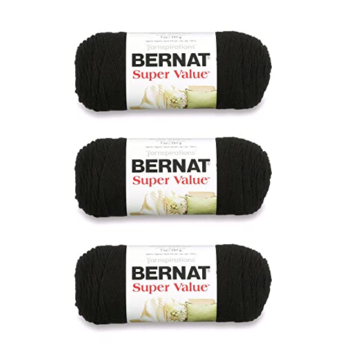 Bernat Super Value Garn, 3er-Pack, Schwarz, 3 Stück Bernat Super Value Garn, 3er-Pack, Schwarz, 3 Stück von Bernat