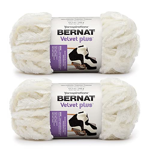 Bernat Velvet Plus Creme-Garn – 2 Packungen mit 300 g – Polyester – 6 super sperrig – Stricken/Häkeln von Bernat