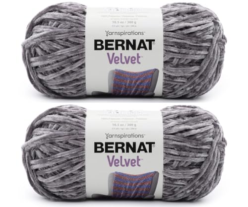 Bernat Velvet Vapor Gray Garn – 2 Packungen mit 300 g – Polyester – 5 sperrig – 315 Meter – Stricken/Häkeln von Bernat