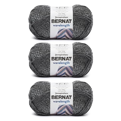 Bernat Wellenlängen-Schneeflocken-Obsidian-Garn – 3 Packungen mit 140 g – Acryl – #5 sperrig – 220 Meter – Stricken, Häkeln und Basteln von Bernat