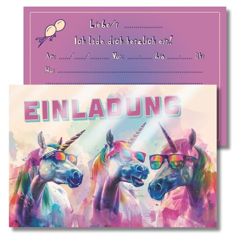 Berninja 12 Einladungskarten für Kindergeburtstag mit bunten Einhörnern mit Sonnenbrillen – Farbexplosion im XL-Format, ideal für Mädchen und Jungs Berninja 12 Einladungskarten für Kindergeburtstag mit bunten Einhörnern mit Sonnenbrillen – Farbexplosion im XL-Format, ideal für Mädchen und Jungs von Berninja
