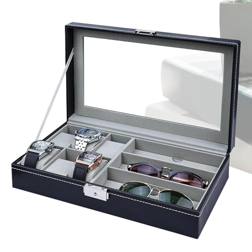 Aufbewahrungsbox für Sonnenbrillen, Schmuckschatulle, Luxus-Schmuck-Organizer mit herausnehmbarer Schublade | Große Schmuckaufbewahrungsbox für Halsketten, Ringe, Goldschnallen Aufbewahrungsbox für Sonnenbrillen, Schmuckschatulle, Luxus-Schmuck-Organizer mit herausnehmbarer Schublade | Große Schmuckaufbewahrungsbox für Halsketten, Ringe, Goldschnallen von Berriphonia