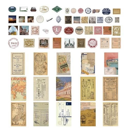 Berriphonia 60 Stück Vintage-Handwerks-Aufkleber – Aufkleber für Scrapbooks, vielseitig einsetzbar | Zubehör für Scrapbooking, ästhetisch, DIY, bunte Dekorationen Berriphonia 60 Stück Vintage-Handwerks-Aufkleber – Aufkleber für Scrapbooks, vielseitig einsetzbar | Zubehör für Scrapbooking, ästhetisch, DIY, bunte Dekorationen von Berriphonia