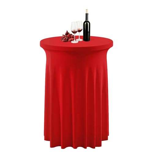 Berriphonia Runde Cocktail-Natecloth | Spandex Christmas Round Bar Tisch, Bankett, Campons Slim Supplies Dekoration für Zuhause, Cocktailtisch, Hochzeiten im Innenbereich von Berriphonia