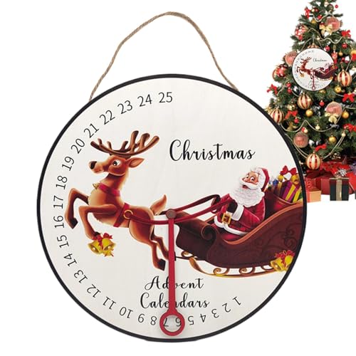 Berriphonia Weihnachts-Countdown-Kalenderschild, Holz-Advents-Countdown-Kalender-Wandschild, Countdown-Uhr, saisonale Dekoration, Baum-Mount-Schild für Schlafsaal, Wohnzimmer von Berriphonia