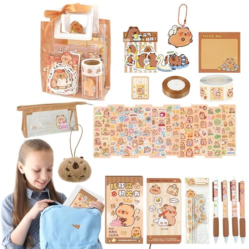Capybara Schreibwaren-Set, Haftnotizen, Schreibwaren, Schreibwaren, Schreibtischdekoration, Schulzubehör für Kinder, Rucksackanhänger, Schule für Kinder Capybara Schreibwaren-Set, Haftnotizen, Schreibwaren, Schreibwaren, Schreibtischdekoration, Schulzubehör für Kinder, Rucksackanhänger, Schule für Kinder von Berriphonia