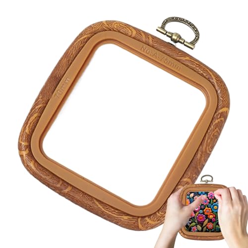 Stickrahmen – Stickrahmen aus Holzimitat, quadratischer Stickrahmen, Holzimitat | Retro-Hula-Ring, Nadelbett-Zubehör für Handwerk Stickrahmen – Stickrahmen aus Holzimitat, quadratischer Stickrahmen, Holzimitat | Retro-Hula-Ring, Nadelbett-Zubehör für Handwerk von Berriphonia