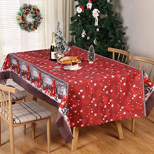 Weihnachtstischdecke, Rot Xmas Tischdecke Esstischdecke Rechteckige Waschbare Schmutzabweisend für Weihnachten Neujahr Dekoration,180 x 150 cm (Red) von Berrysun
