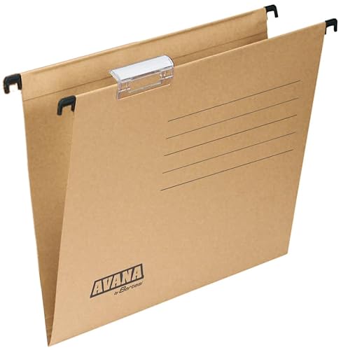 Avana® by Bertesi, Packung mit 50 Hängemappen, Folio für Schubladen, Sichtfenster aus Kunststoff, kurzes Glas, 6,5 cm, V-Rücken, 36,5 cm, Farbe Kraft Eco, Ref. 060/365 GL -B1 von Bertesi