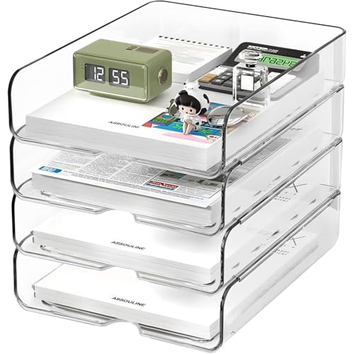 Beruyu 4 Stück Ablagefächer Stapelbar, Briefablage A4, Transparent Papierablage aus PET Kunststoff, Stapelbares Dokumentenablage Schreibtisch Organizer für Akten, Bücher, Ordner, Büro Zubehör Beruyu 4 Stück Ablagefächer Stapelbar, Briefablage A4, Transparent Papierablage aus PET Kunststoff, Stapelbares Dokumentenablage Schreibtisch Organizer für Akten, Bücher, Ordner, Büro Zubehör von Beruyu