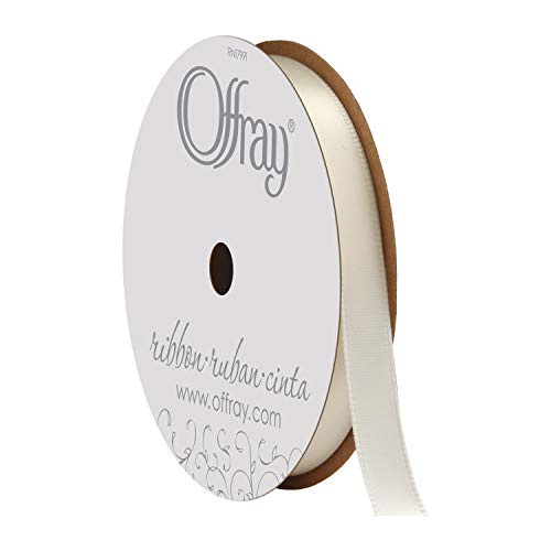 Berwick Offray 061534 Satinband, 0,9 cm breit, einseitiges Satinband, antikes Weiß, Elfenbein, 6 m von Berwick