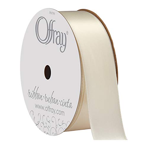 Berwick Offray 061572 Satinband, 1,2 cm breit, einseitiges Satinband, Antikweiß Elfenbein, 4,8 m von Berwick