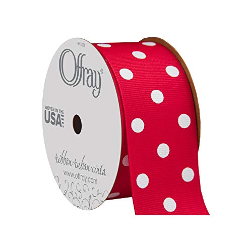 Berwick Offray 945872 1.5" Wide Grosgrain Ribbon, Red and White Polka Dot, 3 Yards von Berwick