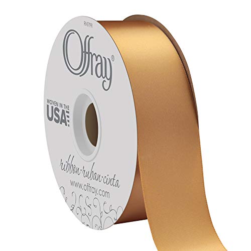 Berwick Offray Doppelseitiges Satinband, 3,8 cm breit, 45,7 m lang, Altgoldgelb von Berwick